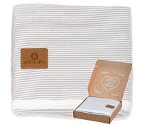 mimaDu® Coperta per neonati in cotone, coperta per bambini invernale, idea regalo per il battesimo, cotone pettinato 100%, certificazione Oeko-TEX, colore grigio e bianco