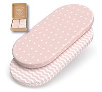 mimaDu - Set di 2 lenzuola per neonati 75x35 cm 100% cotone Oeko-Tex 70x32, 70x37, 70x30 cm - Lenzuoli per passeggini, culle, cesto Mosè, culla - Coprimaterasso per lettini aggiuntivi (rosa antico)