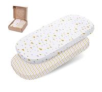 mimaDu lenzuola per carrozina lenzuola culla | 100% cotone OEKO-TEX 80x45 80x53 90x40cm (Curry)