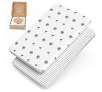 mimaDu lenzuola per culla | 100% cotone OEKO-TEX 80x45 80x53 90x40cm (Pecorella)