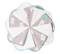 MimaDu Set Di 10 Mussole In Cotone Per Neonato E Bambini, Lavette Quadrate 25x25cm, Grigio Bianco Turchese, 100% Cotone, Ideali Per Bagno, Viaggio E Cura Del Bambino