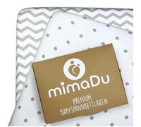 mimaDu - Set di 2 lenzuoli con angoli elasticizzati in cotone Oeko-Tex 70 x 140 cm anche per 120 x 60, 140 x 70 - Lenzuolo per culle ovali e quadrate, culle - Lenzuolo con angoli per lettini