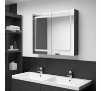 Mimdixy Armadio da bagno con specchio a LED per bagno, 80 x 12 x 68 cm, colore nero lucido
