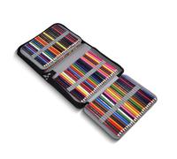 Mimdixy Astuccio in pelle PU per matite colorate, portamatite da 150 scomparti con tracolla, pratico astuccio colorato grande per penne o pennarelli ad acquerello (Nera)