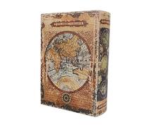 Mimdixy Decorative Books Box Vintage European Style World Map Pattern Large Capacity Material Widely Used Book Box for Shelf Office Bar