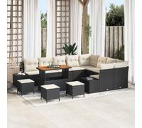Mimdixy Divano angolare per balcone, divano da giardino, set da 12 pezzi, nero e crema, 110 x 55 x 71 cm, per terrazza, balcone, giardino, esterno, facile da montare