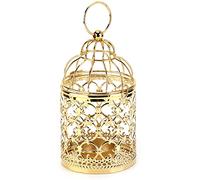 Mimdixy Lanterna per uccelli sospeso, supporto per tealight in metallo oro Porta di candele sospese decorative per la decorazione per la casa di nozze