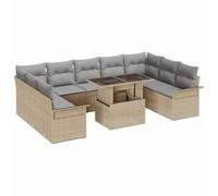 Mimdixy Mobili da giardino per esterni, balcone, sala da giardino, divano da giardino, set da 10 pezzi, beige, 100 x 55 x 73 cm, in polyrattan, mobili da giardino per terrazza, cortile, zona piscina