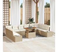 Mimdixy Mobili da giardino piccolo divano da giardino, set da 11 pezzi beige e crema, 100 x 55 x 73 cm