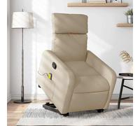 Mimdixy Poltrona cinematografica Singola Poltrona lettino,Poltrona massaggiante con supporto per alzarsi in tessuto crema,Per soggiorno camera da letto home theater,Veloce da installare