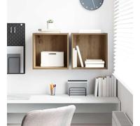 Mimdixy Scaffale da parete sottile, 2 pezzi, in legno di quercia artisan, 37 x 37 x 37 cm, per soggiorno, camera da letto, cameretta dei bambini, cucina e bagno