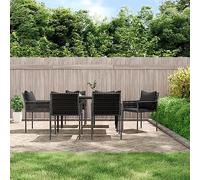 Mimdixy Sedia da campeggio con cuscino, 6 pezzi, colore nero, 54 x 61 x 83 cm, in polyrattan, per campeggio, giardino, balcone, può essere assemblata rapidamente