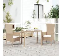 Mimdixy Sedia da giardino per esterni, da terrazza, da balcone, con cuscino, 2 pezzi, in polyrattan, beige, per terrazza, balcone e giardino, può essere installata rapidamente, facile da mantenere
