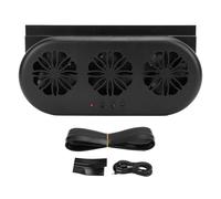 Mimdixy Ventilatore di scarico per finestra per auto ad energia solare, Ventilatore per auto Ventilatore di scarico per veicolo con cavo USB Radiatore di ventilazione ad energia solare (Nera)