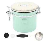 MIMEITOPA per contenitore per caffè, per verde menta, acciaio inossidabile per uso alimentare, contenitore per caffè ermetico con misurino, datario per tè, noci, grande capacità, (1,2 litri)