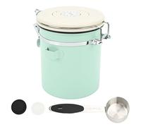 MIMEITOPA per contenitore per caffè, per verde menta, acciaio inossidabile per uso alimentare, contenitore per caffè ermetico con misurino, datario per tè, noci, grande capacità, (1,5 litri)