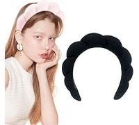 Mimi And Co Spa Women Spa Headband Sponge & Terry Towel Cloth Fabric Hair Band for Skincare, Face Washing, Makeup Removal (Black)