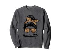 Mimi Life Shirt Mom Leopard Chignon disordinato Felpa