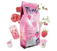 Mimi, mix di latte yogurt, lampone, polvere per bevande, 24 x 400 g, in polvere solubile al latte con sapore di fragola, solubile a caldo e freddo, ideale per il tempo libero, l'ufficio, la famiglia