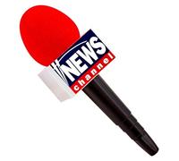 MIMIKRY Breaking News Reporter Microfono Rosso con Scritta News Channel Accessori Costumi Porta Messaggi Micro TV