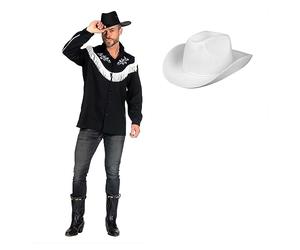 MIMIKRY Costume da uomo country western Rodeo camicia nera con cappello da cowboy, taglia XXL
