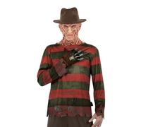 MIMIKRY Freddy Krueger, set da 3 pezzi con maglietta, guanto a lama, cappello Fedora A Nightmare On Elmstreet, horror, Halloween, Killer Killer, taglia M