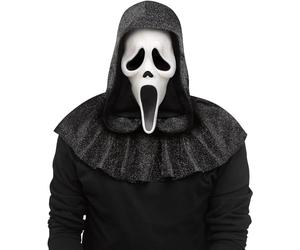 MIMIKRY Maschera originale Ghost Face Lives Scream 25th Anniversary Movie Edition con cappuccio glitterato Halloween Horror Geist Film