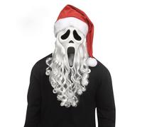 MIMIKRY Maschera originale Ghost Face Scream Babbo Natale con barba e cappello di Babbo Natale