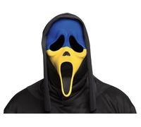 MIMIKRY Maschera originale Ghost Face Scream - Stop The War Ucraina - Halloween Horror Geist Film, Taglia unica, Blu/Giallo/Nero