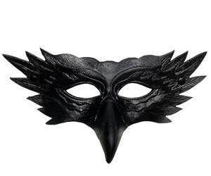 MIMIKRY Maschera semi-maschera gufo Uhu con becco lungo uccello maschera gufo maschera venezia maschera commedia dell'arte aquila, colore: nero