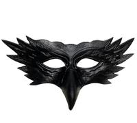 MIMIKRY Mezza maschera a forma di gufo con becco lungo, maschera a forma di gufo di Venezia, Commedia dell'arte, aquila, colore: nero