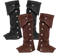 MIMIKRY Scaldamuscoli da uomo, effetto pelle scamosciata, ghette, scaldamuscoli, scaldamuscoli cavalieri pirata steampunk medievale, marrone, Taglia unica