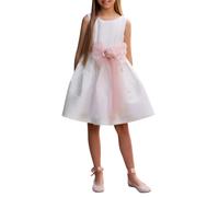 Mimilù abito da cerimonia in mikado con tulle bianco rosa 10A