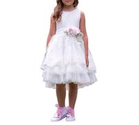 Mimilù abito elegante in tulle con ricami floreali bianco 14A