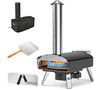 Mimiuo Forno per Pizza con Pala e Pietra per Pizza,Forno a Pellet per Pizza con Sistema di Grill Rotante Automatico, Nero（Brevetto globale）