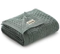 mimixiong Coperta per neonato in cotone 100% ultra morbida per carrozzina e viaggio (Verde scuro)