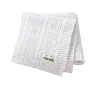 mimixiong - Coperta traforata 100% cotone per neonato, 100 x 80 cm, colore: Bianco per bambino