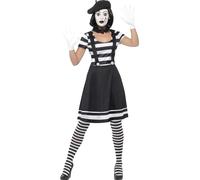 Mimo Artista Costume Mens Ladies Francese Circo Costume Strada Completo Adulti