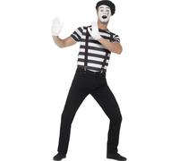 Mimo Artista Costume Mens Ladies Francese Circo Costume Strada Completo Adulti