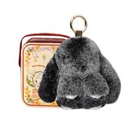 Mimoqk Bunny Charm, Cute Soft Plush, Stuffed Animal Doll with Metal Case, Adorable Bunny Keychain for Backpack Purse Women Kids Valentines Handbags, Gift Accessory, Mini Plush Toy for Bag Decoration