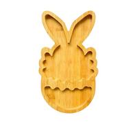 Mimoqk Bunny Plates, Wooden Cute Container, Divided Tray with Natural Material, Fruit Platter Tray with, Kitchen Dining Accessories, Snack Serving Trays for Outdoor Travel