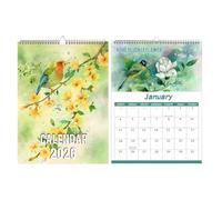 Mimoqk Calendario 2026 Uccelli Esotici,Uccelli Esotici Pianificatore Annuale 12 Mesi | Decorazioni Artistiche per Amanti della Natura Camera Da Letto Cucina Soggiorno Ufficio