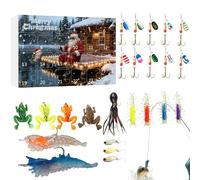 Mimoqk Calendario dell'Avvento con esche da pesca, pesca in acqua dolce e salata, calendario per conto alla rovescia delle esche di Natale, per adulti, ragazzi, pescatori, lago ruscello