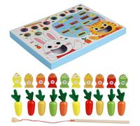 Mimoqk Carrot Fishing Game, Magnetic Color Sorting Toy, Educational Fine Motor Activity Set, Early Learning Board for Kids, Girls, Boys, Preschool, Educational, Home, Travel, Wooden