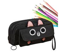 Mimoqk Cat Pencil Case - Girls Embroidered Cat Pencil Box | Desk Organizer And Stationery Pouch For Markers and Pencils | Aesthetic Pencil Bag For School and Office Cute Pencil Case Organizer Stylish
