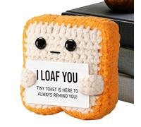Mimoqk Crochet Toast Doll, Positive Affermation Plush, Funny Keepsake Figure, Cute Handmade Gift Keepsake Doll Stress Relief Desk Decor Inspirational Card Friends Students Teachers Adults Use