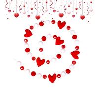 Mimoqk Decorazioni San - Segno Romantico 2.5m con Ornamenti,Ghirlanda A Forma Di Cuore In Feltro - Per Casa Matrimonio Festa Parete Tavolo Stile Rustico