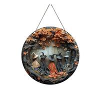 Mimoqk Door Sign, Wooden Door Hanger, festa Halloween Witch Decoration with Hanging Loop for Home Entryway Apartment Porch Patio Backyard Party Mantle Wall Holiday Display, Multicolor