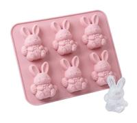 Mimoqk Easter Chocolate Molds, Reusable Art Crafts, Bunny Silicone Mold with 6 Cavities, Candy Mold with Easy Release, Baking Craft Supplies, For Cupcake Fondant Candy Muffin