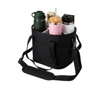 Mimoqk Foldable Drink Carrier, Leak Proof Tote, Four Compartment Organizer, Portable Beverage Holder, for Coffee Water Picnic Travel Snack Beach Office Gym Family Use Reusable Lightweight Bag